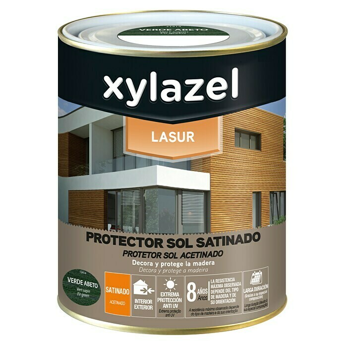 Xylazel Protección para madera lasur Sol (Verde abeto, 375 ml, Satinado)