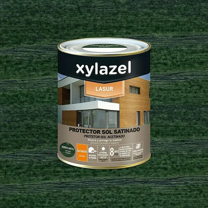 Xylazel Protección para madera lasur Sol - Verde abeto, 2,5 l, Satinado - Lasur Xylazel protector para madera exterior, color verde. Protege y decora las superficies de madera duraderamente.