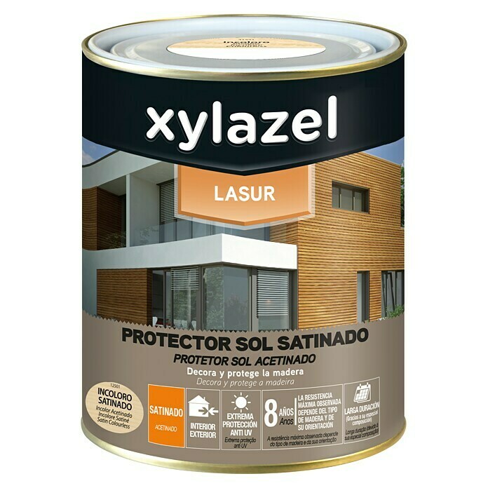 Xylazel Protección para madera lasur Sol (Incoloro, 750 ml, Satinado)