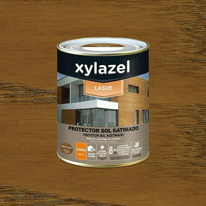 Xylazel Protección para madera lasur Sol (Roble claro, 2,5 l, Satinado)