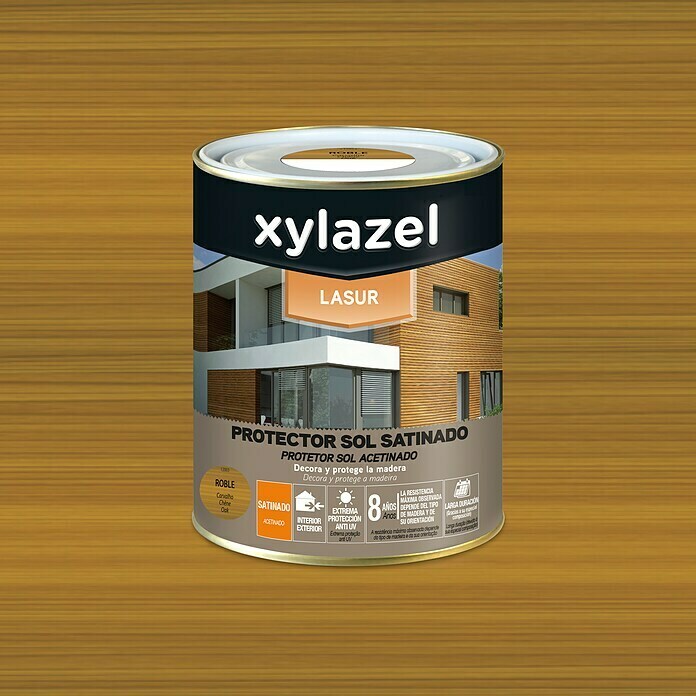 Xylazel Protección para madera lasur Sol (Roble, 750 ml, Satinado)