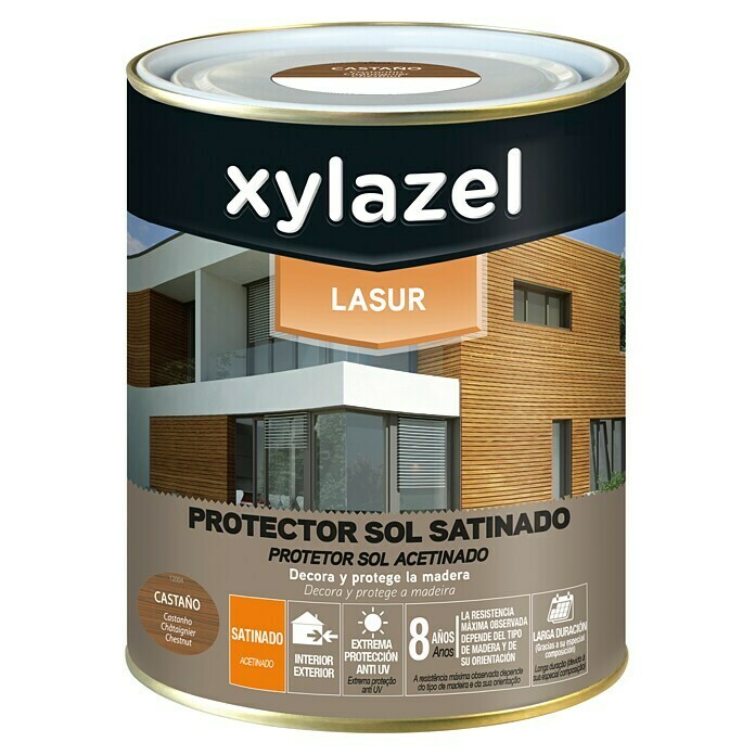 Xylazel Protección para madera lasur Sol (Castaño, 375 ml, Satinado)