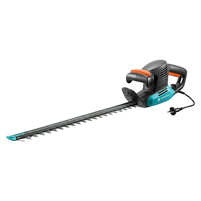 Gardena EasyCut Elektro-Heckenschere 500/55 - 500 W, Schnittlänge: 55 cm, Max. Aststärke: 18 mm - Abbildung einer Gardena Elektro-Heckenschere mit scharfen Klingen und ergonomischem Griff für präzise Gartenarbeit.