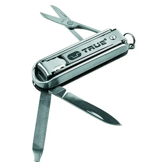 Nite Ize Multiherramienta corta uñas - Largo: 56 mm, Acero inoxidable - Herramienta multifunción plateada con lima de uñas, cuchillo y tijeras para manicura y tareas diarias.