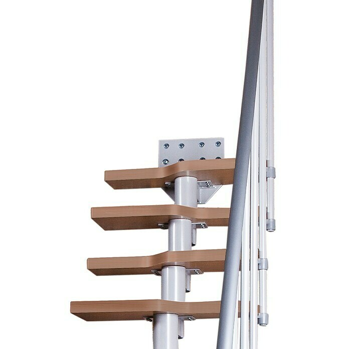 Atrium Raumspartreppe Mini (Farbton Metall: RAL 9006, Breite: 60 cm, Buche, Geschosshöhe: 222 cm - 300 cm) | BAUHAUS