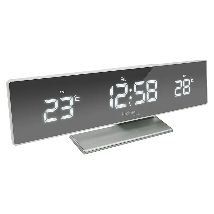 Technoline Thermometer Temperaturstation WS 6815 - Anzeige: LED, Netzbetrieben, Silber, 4,2 x 25,8 x 8 cm - Moderne Techno Line Wetterstation mit digitaler Anzeige von Uhrzeit, Innen- und Außentemperatur. Perfekt für einen schnellen Überblick.