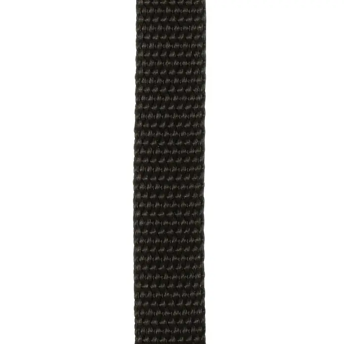 Cinta para persiana - Marrón, Anchura de la correa: 18 mm - Primer plano de una correa textil negra. Su textura detallada y tejido apretado la hacen ideal para diversas aplicaciones.