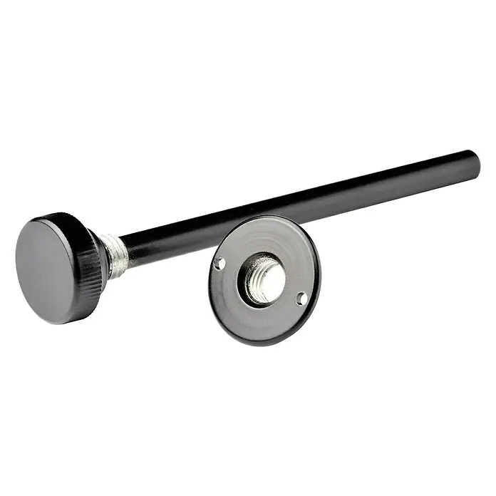 Tope de cierre para persiana - Negro, Largo: 14 cm, 2 ud. - Pasador negro con botón y tuerca para muebles u otras aplicaciones.