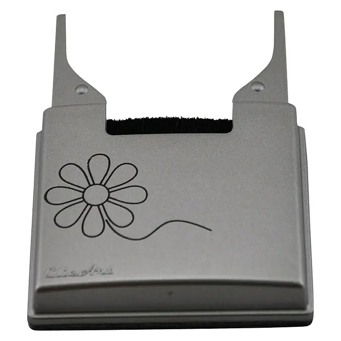 Embellecedor ClicArt® BA2 Flor - Plástico, Gris - Quitaesmalte plateado con cepillo y diseño floral para una eliminación precisa y limpia del esmalte, ideal para llevar.