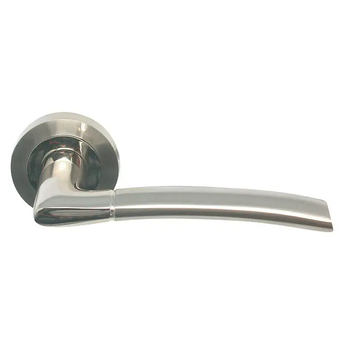 GDK Conjunto de picaporte A01-210A - Largo: 12 cm, Aluminio - Manija de puerta de níquel cepillado con un diseño elegante y moderno. Ideal para interiores contemporáneos.