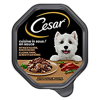 Cesar Natvoer voor honden Cuisine Kalk & Rund Saus (150 g, Volledig voer)