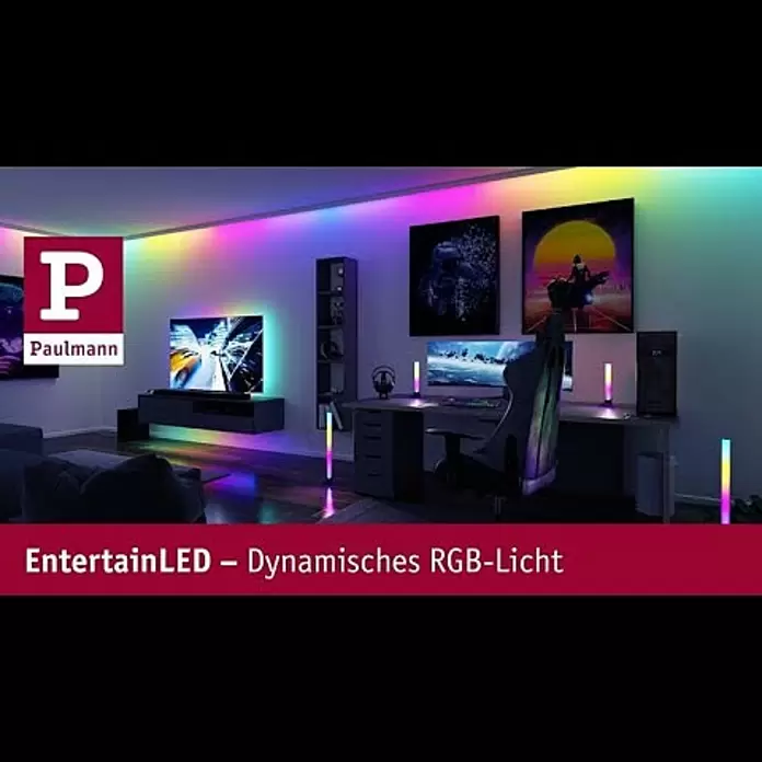 Paulmann LED-Lichtleiste - L x B x H: 30,5 x 3 x 3 cm, Lichtfarbe: RGB, 5 V, 2 Stk. - EntertainLED - Dynamisches RGB-Licht