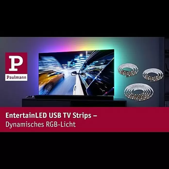 Paulmann LED-Band EntertainLED 55 Zoll - Länge: 200 cm, Lichtfarbe: RGB, 3,5 W - EntertainLED USB TV Strips - Dynamisches RGB-Licht