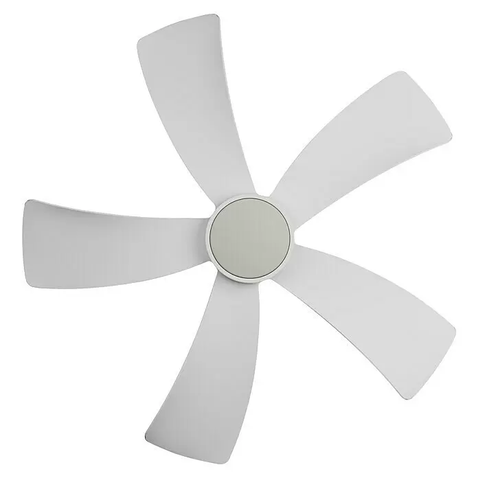 Arte confort Ventilador de techo Zoe - Blanco mate, 91,4 cm, 35 W, Blanco neutro - Ventilador blanco de cinco aspas con centro gris.
