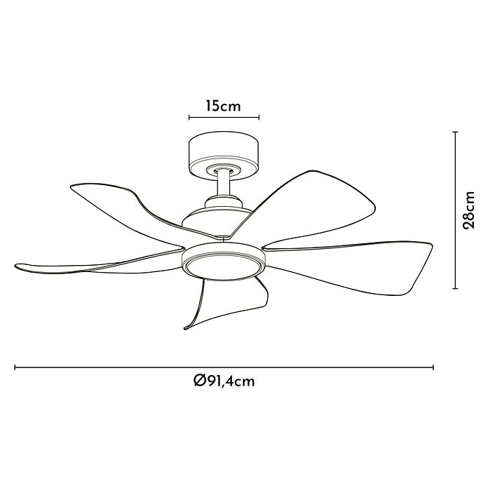Arte confort Ventilador de techo Zoe (Blanco mate, 91,4 cm, 35 W, Blanco neutro) | BAUHAUS