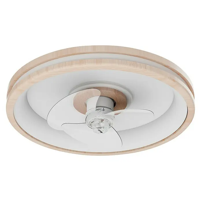 Arte confort Ventilador de techo Cris - Blanco/Madera, 50 cm, 17 W, Blanco neutro - Ventilador de techo de tres aspas con marco de madera, que ofrece un estilo moderno para iluminación y ventilación.