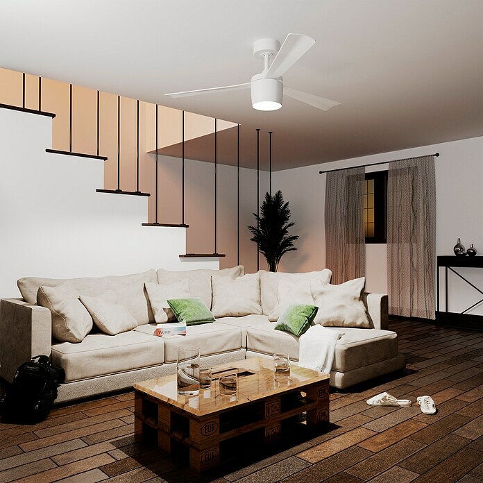 Arte confort Ventilador de techo Patri (Blanco, 122 cm, 28 W, Blanco neutro) | BAUHAUS