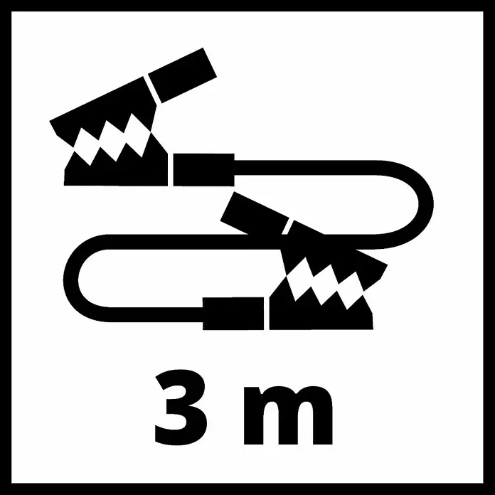 Einhell Pinzas para batería BT-BO 16/1 A - Pinzas de carga aisladas - Ilustración de cables de arranque de 3 metros.