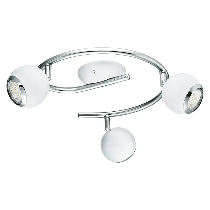 Eglo Plafón LED Bimeda - 9 W, L x An x Al: 29 x 29 x 34,5 cm, Blanco/Cromado, Blanco cálido - Lámpara de techo moderna con tres esferas blancas y estructura cromada para una iluminación elegante de la habitación.