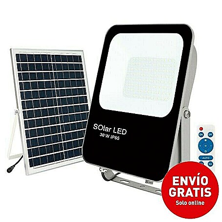 Proyector LED solar SMD (30 W, 6,5 x 37 x 25,5 cm, IP65)