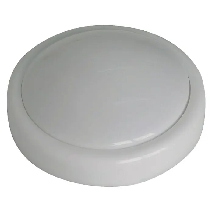 Eurobric 2000 Luz de armario LED Multiusos - Blanco, Ø x Al: 14 x 4,5 cm - Primer plano de una lámpara de techo redonda y blanca con un difusor abovedado, ideal para iluminación interior moderna.