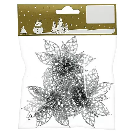 Dekoblüte Glitzer Silber