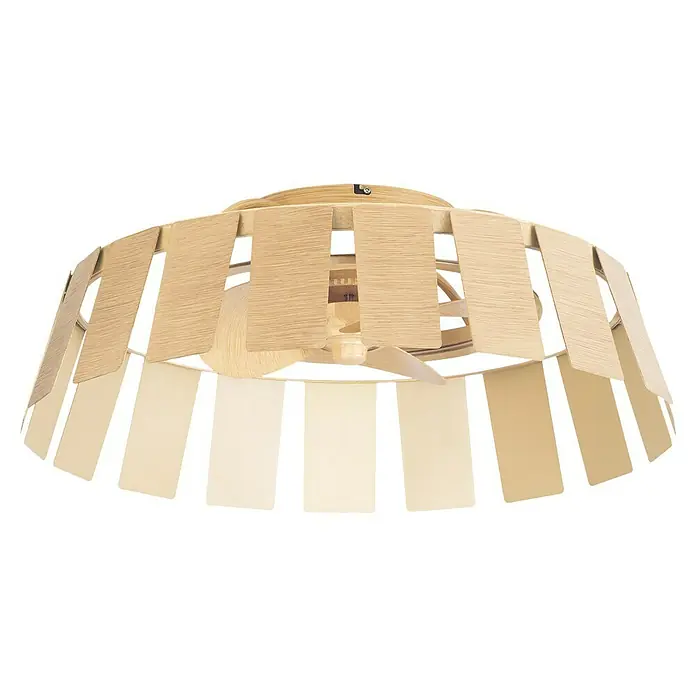 Leds-C4 Ventilador de techo Flip - Madera, 57,5 cm, 28 W - Elegante lámpara de techo con detalles de madera y ventilador integrado para iluminación y refrigeración con estilo.