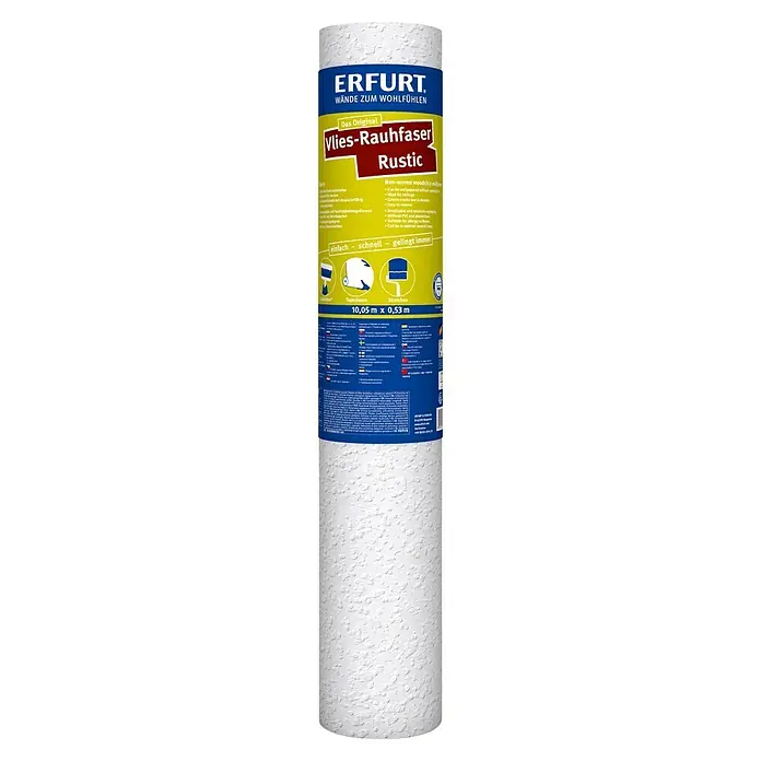 Erfurt Raufasertapete Vlies-Rauhfaser Rustic - Weiß, Korngröße: Grob, Grobe Struktur, 10,05 x 0,53 m - Rolle Erfurt Vlies-Rauhfaser Rustic-Tapete. Die perfekte Wahl für stilvolle und strapazierfähige Wandgestaltung in Ihrem Zuhause.