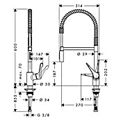Hansgrohe Grifo de cocina Cento XXL (Cromo, Brillante, Muelle espiral)