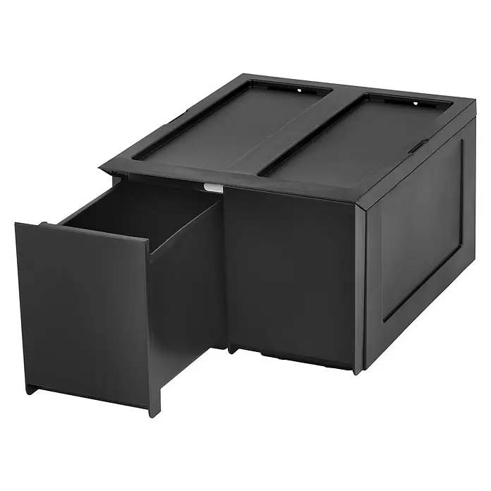 Schubladenbox Modular - L x B x H: 38 x 14,5 x 20,5 cm, Schwarz, Anzahl Schubladen: 2 Stk. - Schwarze Schuhaufbewahrungsbox mit Schublade, ideal für die Organisation Ihrer Schuhkollektion und platzsparende Aufbewahrung.