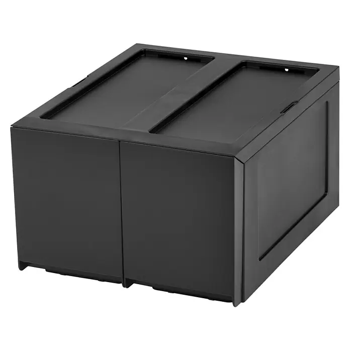 Schubladenbox Modular - L x B x H: 38 x 14,5 x 20,5 cm, Schwarz, Anzahl Schubladen: 2 Stk. - Schwarzer Aufbewahrungsschrank mit Schubladen und Deckel für eine ordentliche Aufbewahrung von Gegenständen im Haus.