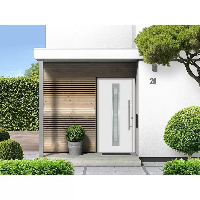 Splendoor Haustür Thermodoor PLUS SP45 - 110 x 210 cm, DIN Anschlag: Rechts, Verkehrsweiß - Stimmungsaufnahme