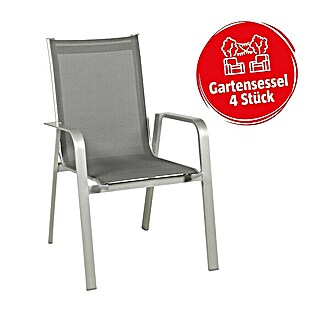 Acamp Stapelstuhl Urban (Platin/Graphit, 4 Stk., L x B x H: 69 x 62 x 97 cm)