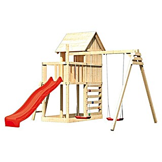 Karibu Stelzenhaus Frieda Set 36 (264 x 347 x 291 cm, Natur/Rot)