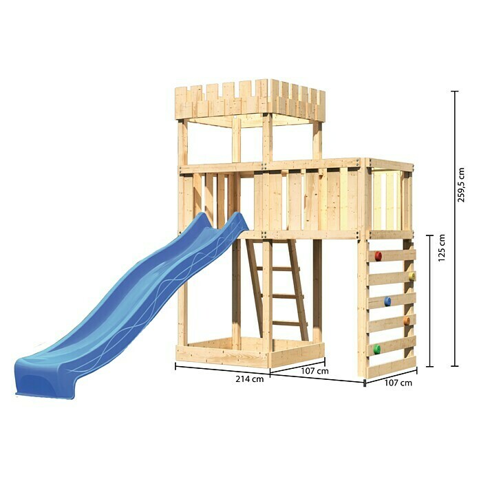 Karibu Kinderspielturm Ritterburg Löwenherz Set 41 (L x B x H: 107 x 214 x 259,5 cm, Natur/Blau) | BAUHAUS