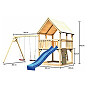 Karibu Kinderspielturm Luis Set 24 (L x B x H: 264 x 440 x 345 cm, Natur/Blau) | BAUHAUS