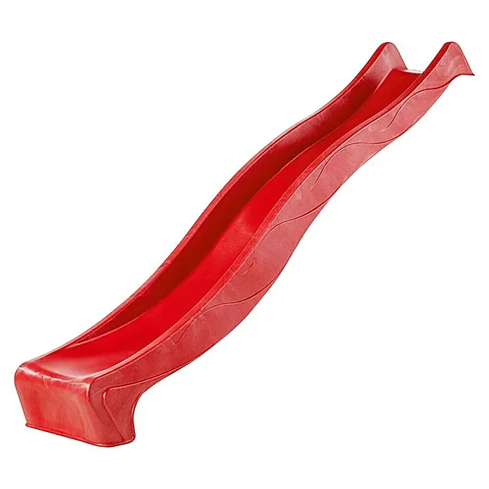 Karibu Spielhaus Benjamin Set 12 - L x B x H: 244 cm x 198 mm x 309 cm, Holz, Natur - Rote Kinderrutsche aus Kunststoff für den Spielplatz oder den Garten. Spaß und Bewegung für Kinder.
