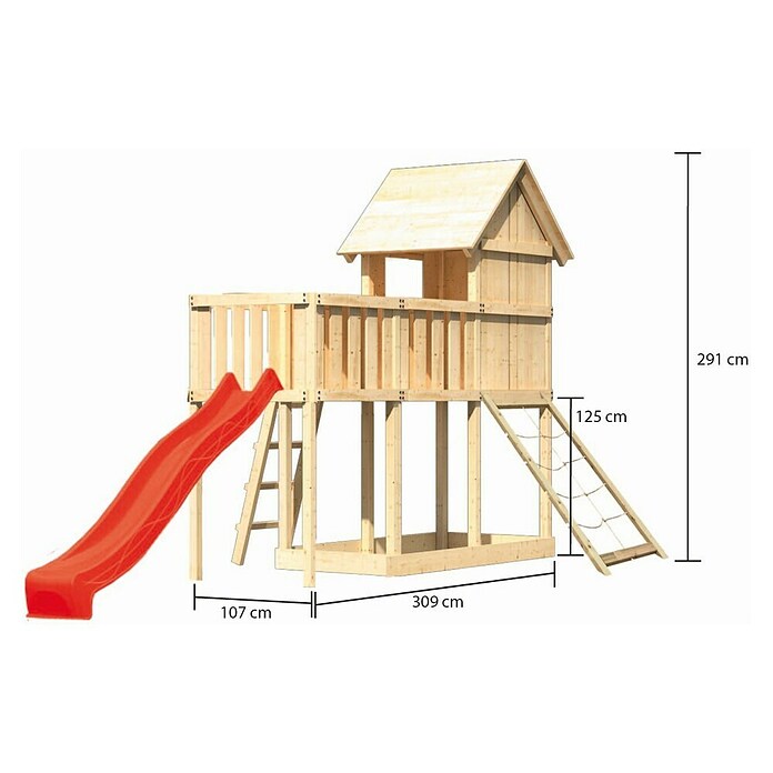 Karibu Kinderspielturm Frieda Set 40 (L x B x H: 309 x 107 x 291 cm, Natur) | BAUHAUS