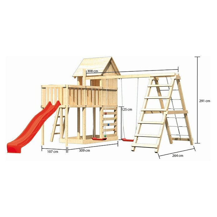 Karibu Kinderspielturm Frieda Set 54 (L x B x H: 264 x 415 x 291 cm, Natur) | BAUHAUS