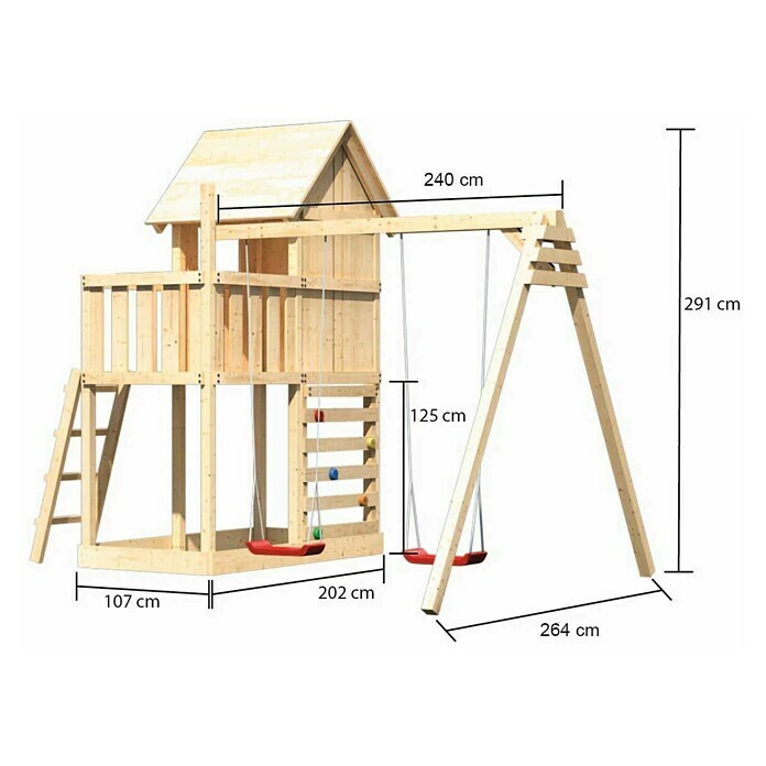 Karibu Kinderspielturm Frieda Set 23 (L x B x H: 264 x 347 x 291 cm, Natur) | BAUHAUS