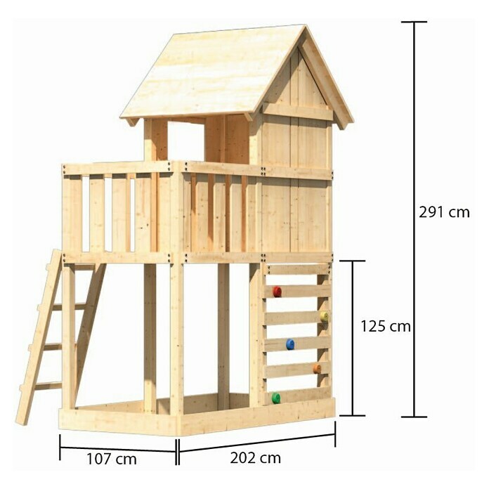 Karibu Kinderspielturm Frieda Set 8 (L x B x H: 202 x 107 x 291 cm, Natur) | BAUHAUS