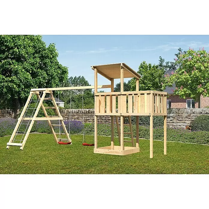 Karibu Kinderspielturm Anna Set 20 - L x B x H: 264 x 522 x 270 cm, Natur - Stimmungsaufnahme