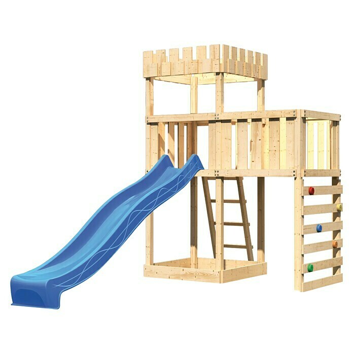 Karibu Kinderspielturm Ritterburg Löwenherz Set 41 (L x B x H: 107 x 214 x 259,5 cm, Natur/Blau) | BAUHAUS