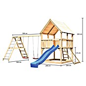 Karibu Kinderspielturm Luis Set 22 (L x B x H: 264 x 508 x 345 cm, Natur/Blau) | BAUHAUS