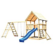 Karibu Kinderspielturm Luis Set 22 (L x B x H: 264 x 508 x 345 cm, Natur/Blau) | BAUHAUS