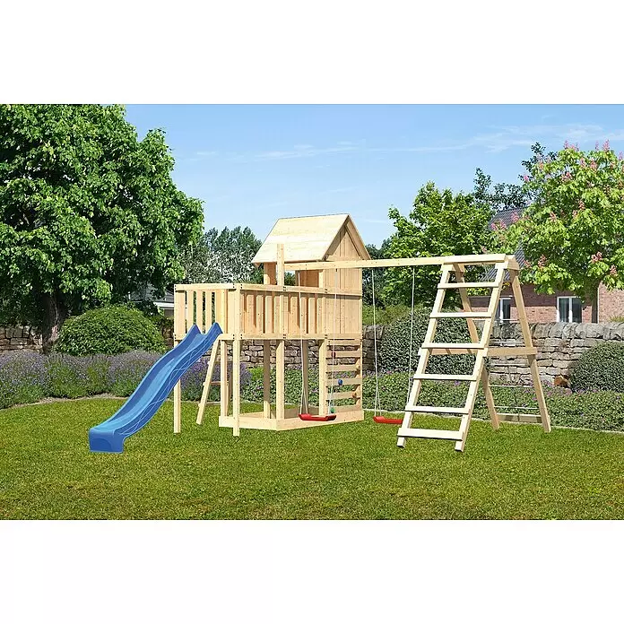 Karibu Kinderspielturm Frieda Set 53 - L x B x H: 309 x 415 x 291 cm, Natur - Stimmungsaufnahme