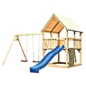 Karibu Kinderspielturm Luis Set 24 (L x B x H: 264 x 440 x 345 cm, Natur/Blau) | BAUHAUS