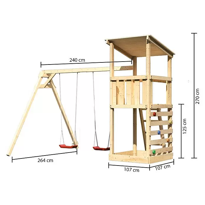Karibu Kinderspielturm Anna Set 23L x B x H: 264 x 347 x 270 cm, Natur