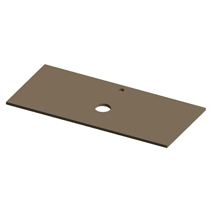 Encimera para lavabo Mineral centro - L x An x Al: 46 x 101 x 1,5 cm, Cacao - Una encimera marrón con agujeros, ideal para instalaciones de baño. El material resistente garantiza durabilidad y un diseño elegante.