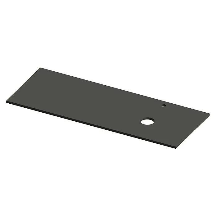 Encimera para lavabo Mineral derecha - L x An x Al: 46 x 121 x 1,5 cm, Antracita - La imagen muestra una placa gris con dos agujeros, uno pequeño y uno más grande, que se encuentra cerca del centro.